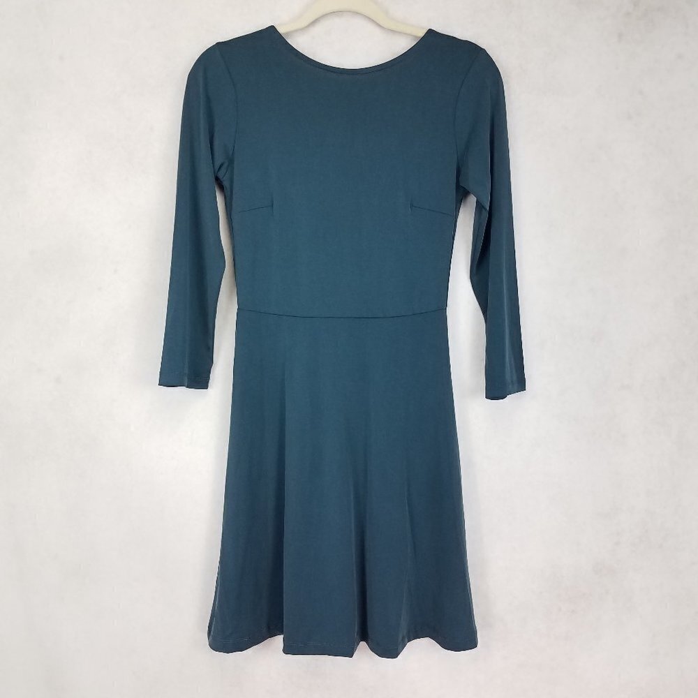 NWT Angie Fit Flare Mini Dress Low V-back 3/4 Sleeves Fall Casual Date Preppy M